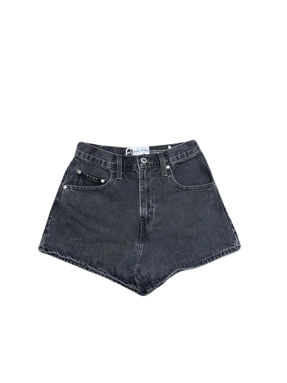 Levis SilverTab Mom Shorts Faded Black Light Wash Denim High Waisted Size 26 - Picture 2 of 6